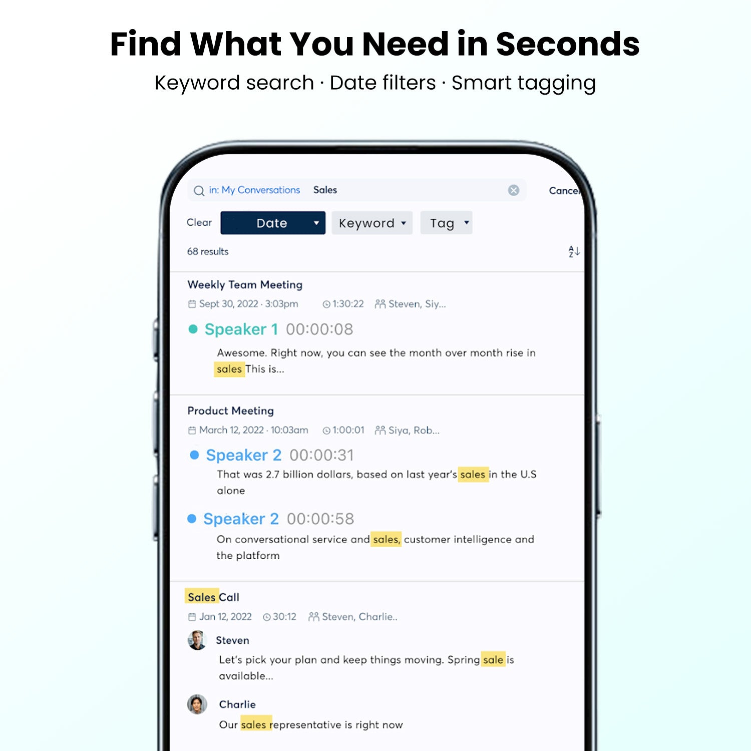 Search key info instanlt