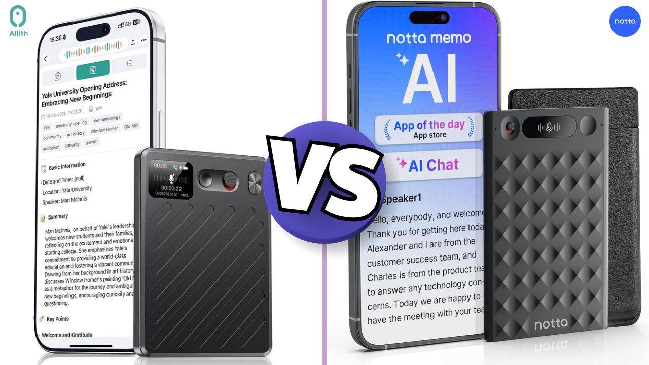 Ailith RecNote vs Notta Memo: Hardware Showdown for the AI Note Taker